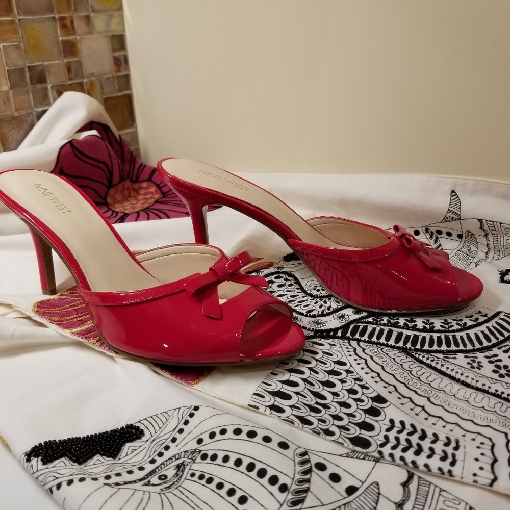 Nine West red patent leather heels